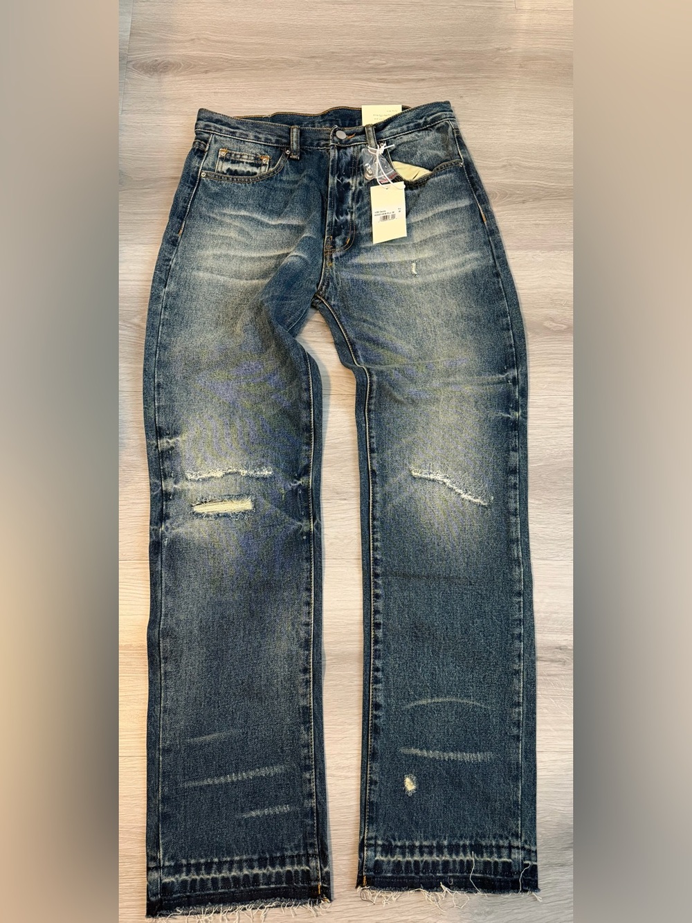 MNML Distressed Blue Straight Jeans